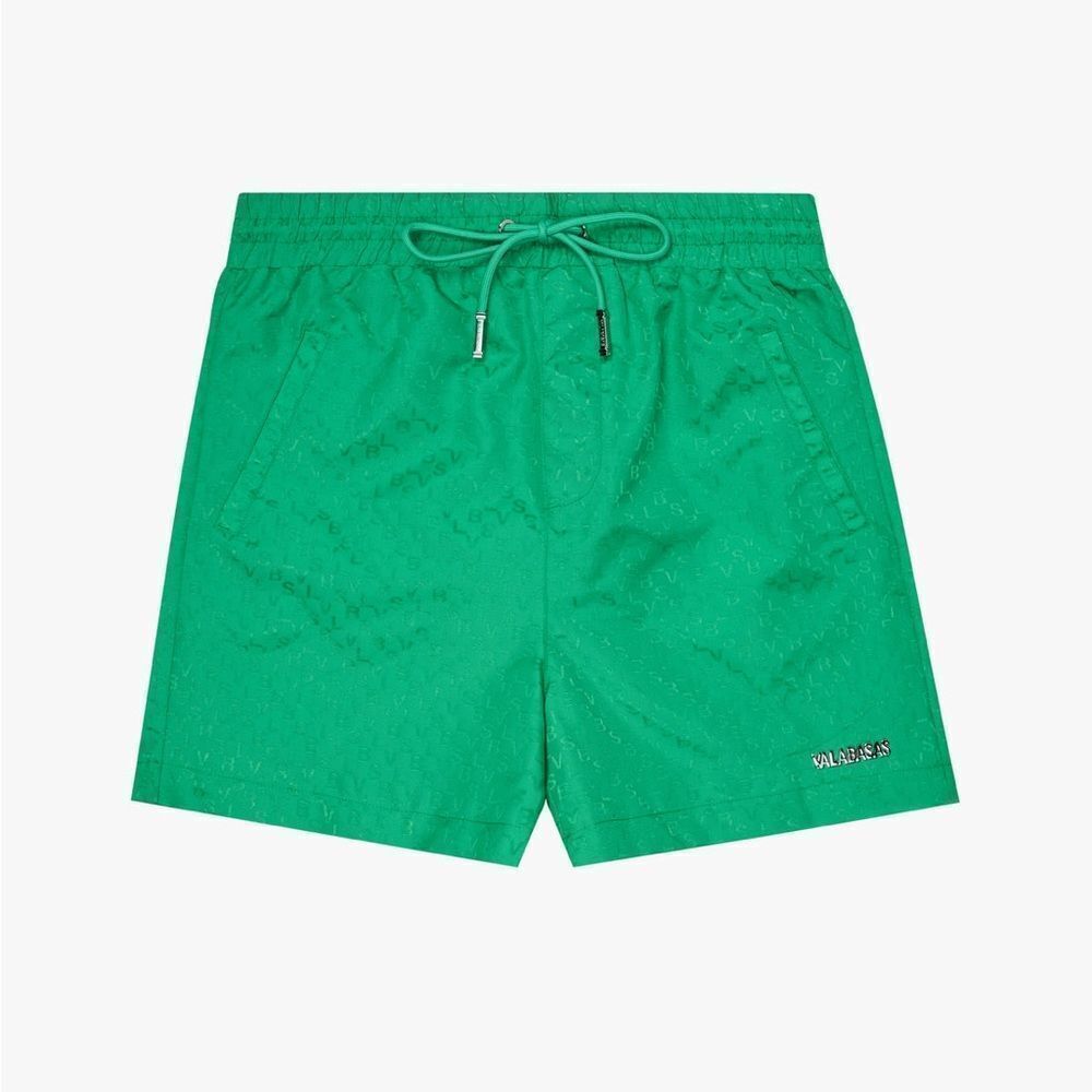 VALABASAS SIGNATURE SCRIPT" GREEN NYLON SHORTS size XL nwt‎